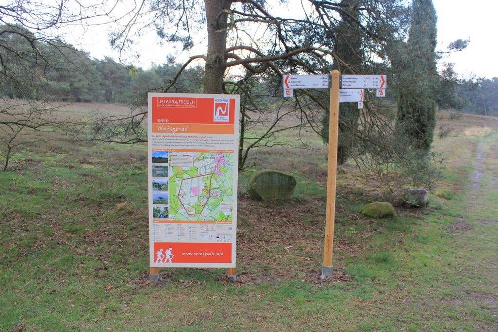 Signs for hiking in a nature reserve