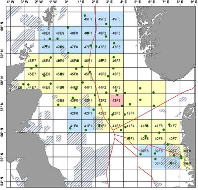 Nordseekarte mit den eingezeichneten Probenahmegebieten