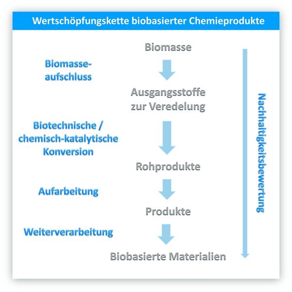Wertschöpfungskette biobasierter Chemieprodukte