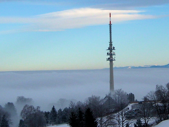 Der für Atmosphärenmessungen genutzte Funkturm auf dem Hohenpeißenberg.