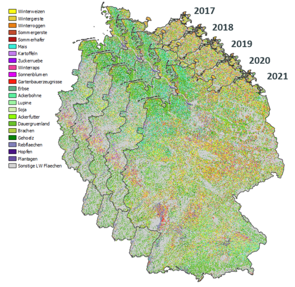 Earth observation-based maps of agricultural land use in Germany