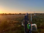 Sampling on a test area early in the morning.