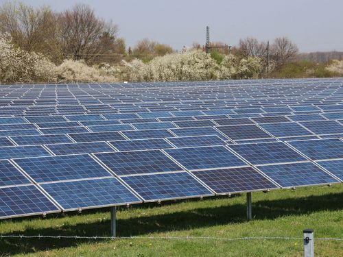 Marginal agricultural land with open space photovoltaic plant.