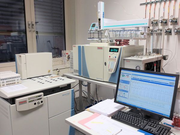 Isotope ratio mass spectrometer (Thermo Fisher Scientific Delta V plus) with PreCon, gas chromatograph (TRACE GC Ultra), Conflo IV and PAL autosampler.