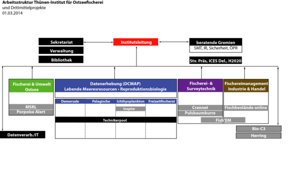 Grafische Darstellung der internen Struktur des Thünen-Instituts für Ostseefischerei.