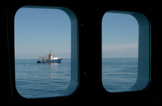 Blick aus den Brückenfenstern der neuen Solea auf die alte Solea