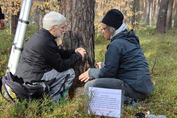 Click to zoom image Mitarbeiter der Querschnittsgruppe beim Aufbau einer Projektanlage zum akkustischen Biodiversitätsmonitoring in der Schorfheide