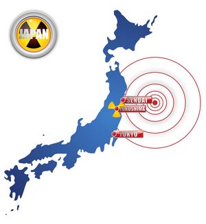 Karte Japans mit der Position des Seebebens vor der Ostküste.
