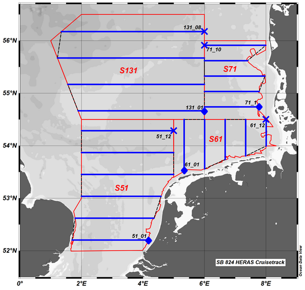 Map overview of the study area to be sampled in the central and southern North Sea