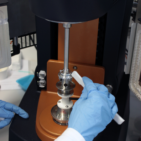 Probenauftrag am Rheometer