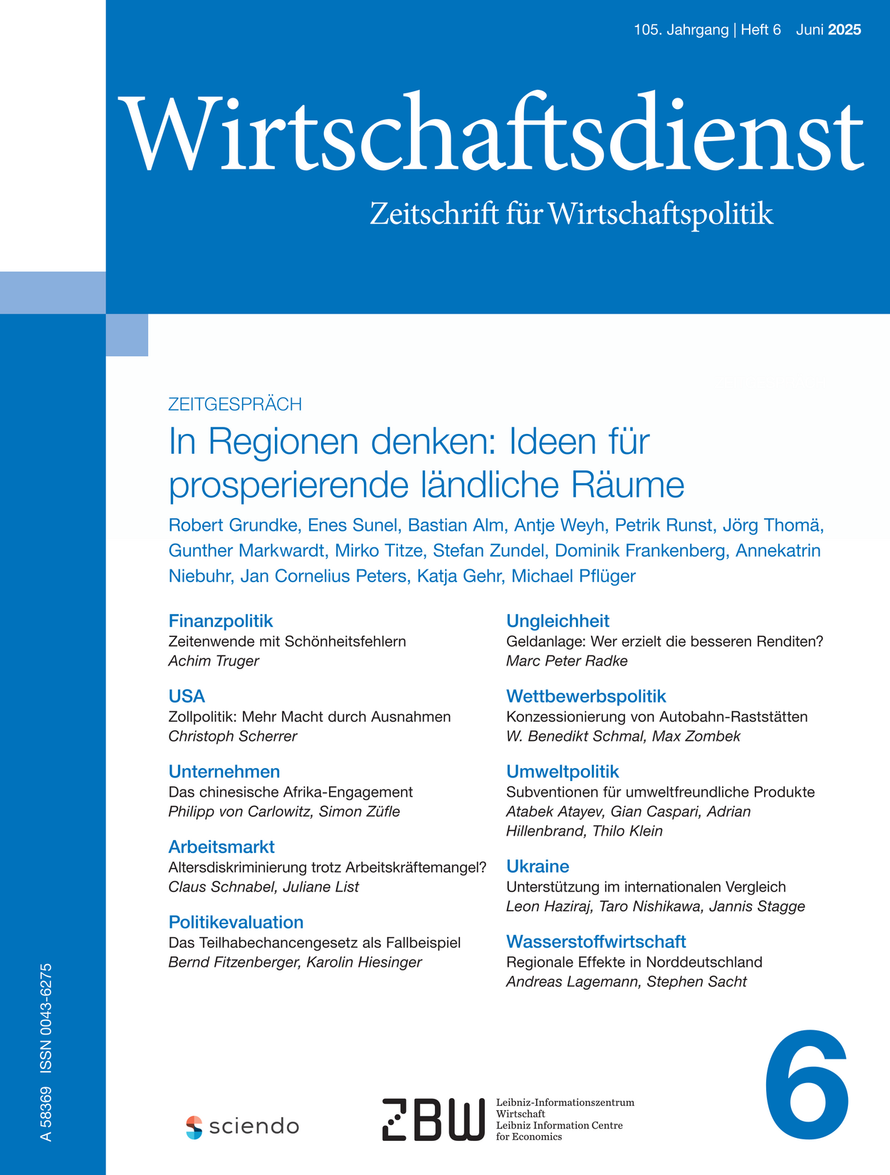 Cover der Zeitschrift Wirtschaftsdienst