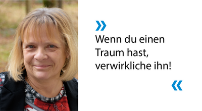 Portrait Babette Kania mit Zitat.