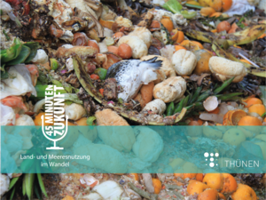 A pile of trash with food scraps and a fish head in the middle of the picture.