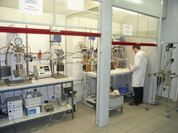 Lab container with reaction autoclaves