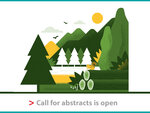 Landschaftsgrafik von Eurac Research; mit dem Zusatz Call for abstracts is open