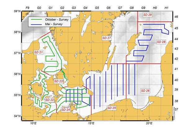 Karte Arbeitsgebiete der Hydroakustik