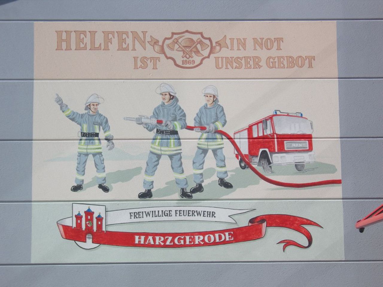 Wandbild der Freiwilligen Feuerwehr Harzgerode (Sachsen-Anhalt)
