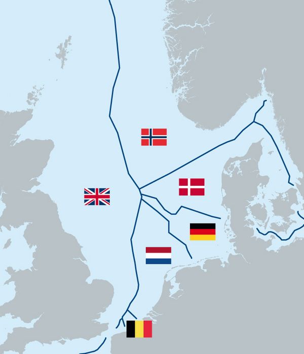 Die Karte zeigt die ausschließliche Wirtschaftszonen der Nordsee