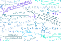 Komplizierte Gleichungen stehen durcheinander auf weißem Hintergrund