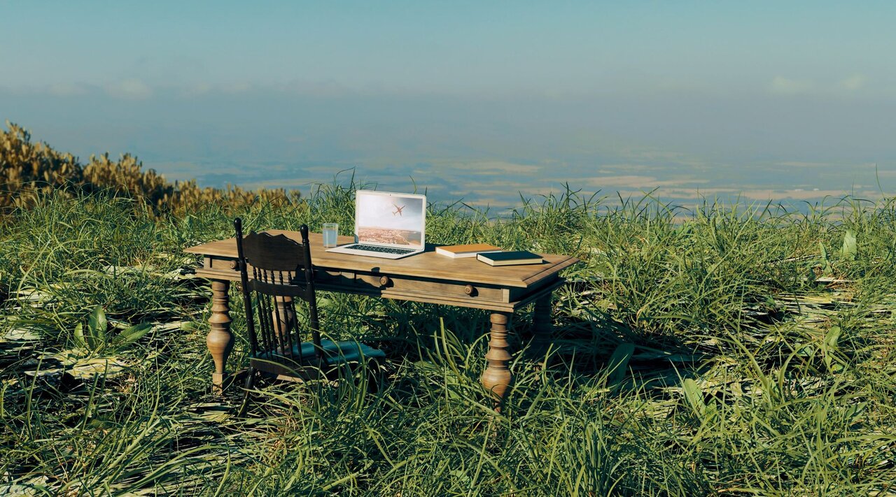 Arbeiten von zu Hause aus an einem abgelegenen Ort außerhalb