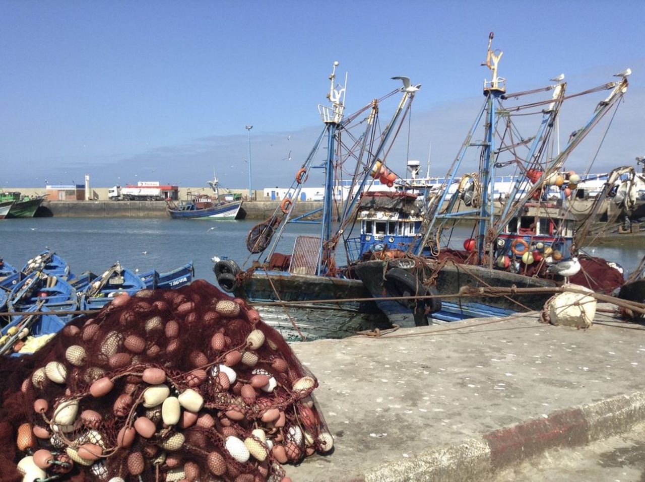 [Translate to English:] Fischerboote im Hafen von Safi (Marokko)
