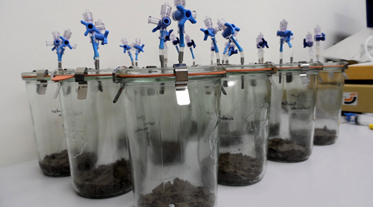 Anaerobic soil incubation using growth inhibitors to investigate fungal N2O production.