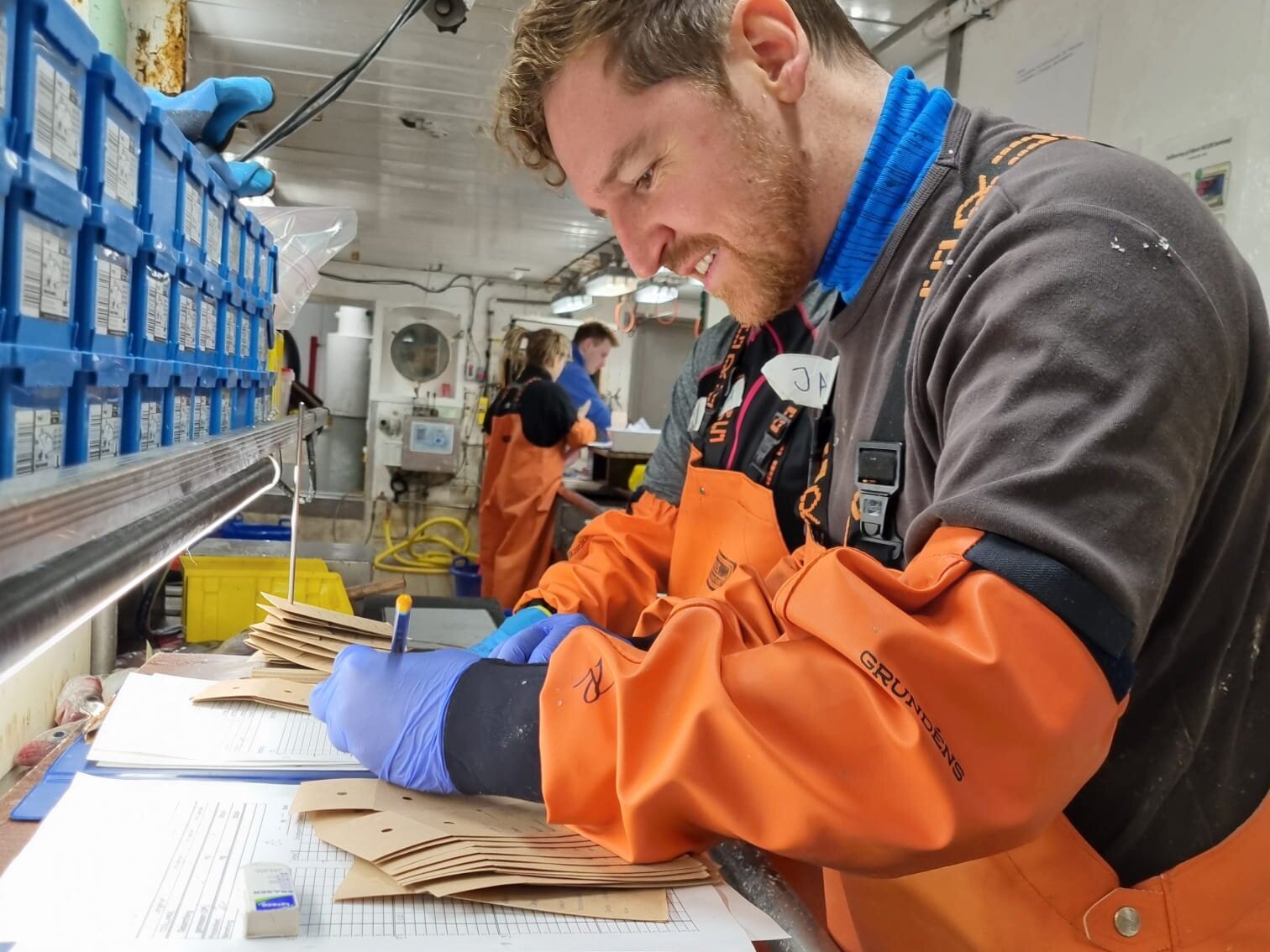 Protokollieren der gewonnenen Daten im Fischlabor.