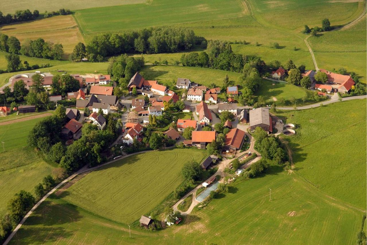 Luftaufnahme vom Dorf