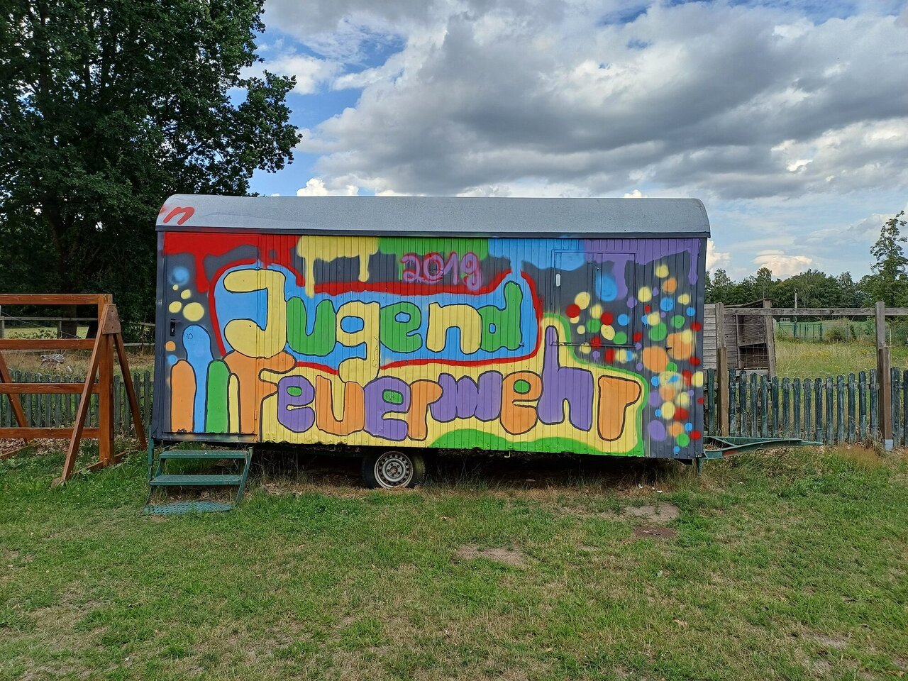 Colorful trailer of the youth fire brigade