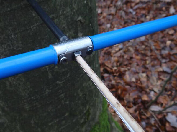 Ein Bohrkern wird an einem Buchenstamm entnommen.