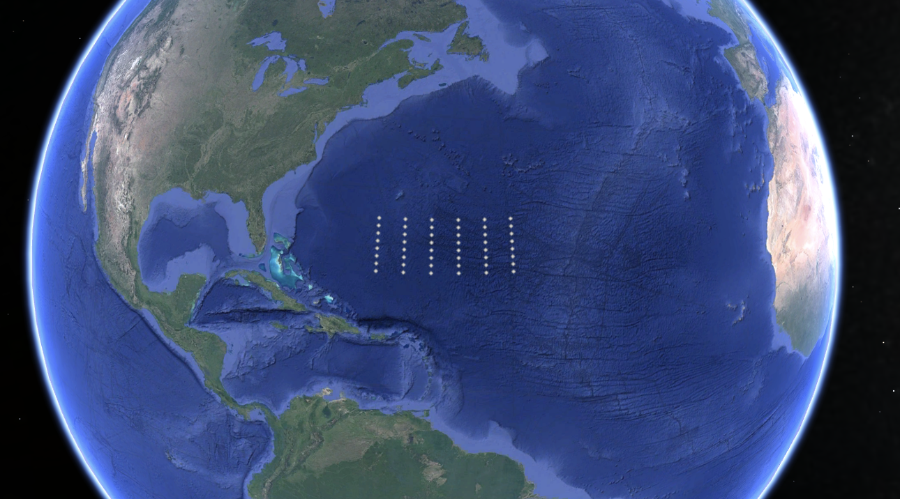 Die Beprobungsstationen dargestellt auf der Erdkugel.