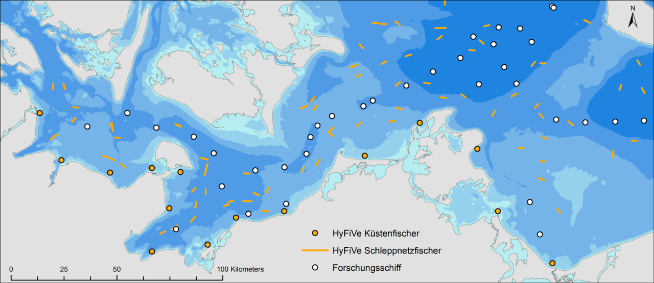 Baltic Sea map with measuring points