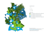 The map of Germany shows the number of right-wing extremist concerts in hatchings and the Thünen types of the district regions in colour gradations
