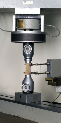 A sample during testing of its compression strength