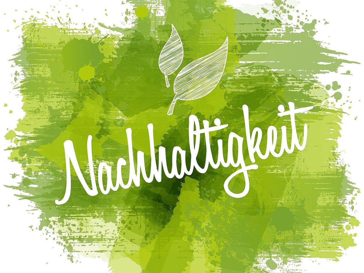 sustainability Sustainability lettering on a green background