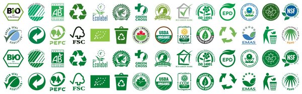 Das Bild zeigt die verschiedensten Nachhaltigkeitssiegel und Produktzertifizierungen