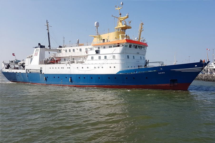 Das Forschungsschiff Dana läuft in Esbjerg ein.