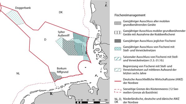 Karte der deutschen Ausschließlichen Wirtschaftszone der Nordsee