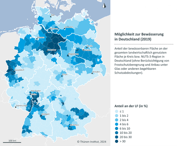 Deutschlandkarte mit verschieden eingefärbten Landkreis.