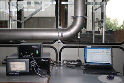 Test tubing system for dust with rotating brush doser and optical particle sizer Characterization of gases, dust and bio-aerosols