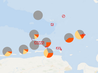 Grafik zur Verteilung von TNT-Metabolit in Fischen aus deutschen Küstengewässern.