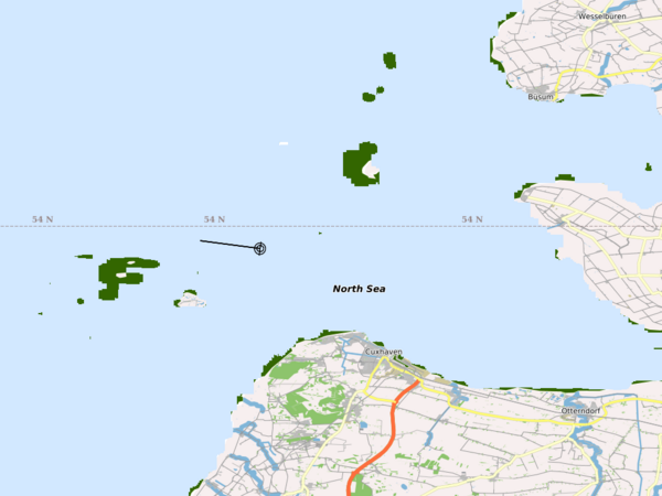 Die Solea fischt nördlich vor Cuxhaven in der Nähe von Neuwerk. Eine Karte, die das Seegebiet vor Cuxhaven zeigt.