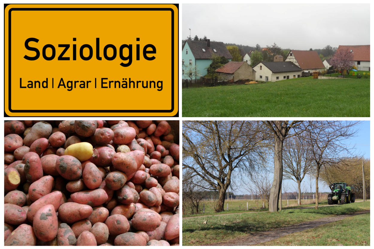 Die Collage bildet symbolhaft die drei Themenfelder der Sektion Land-, Agrar- und Ernährungssoziologie ab.