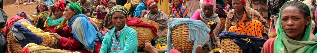 Ein Markt in Afrika mit Bananen