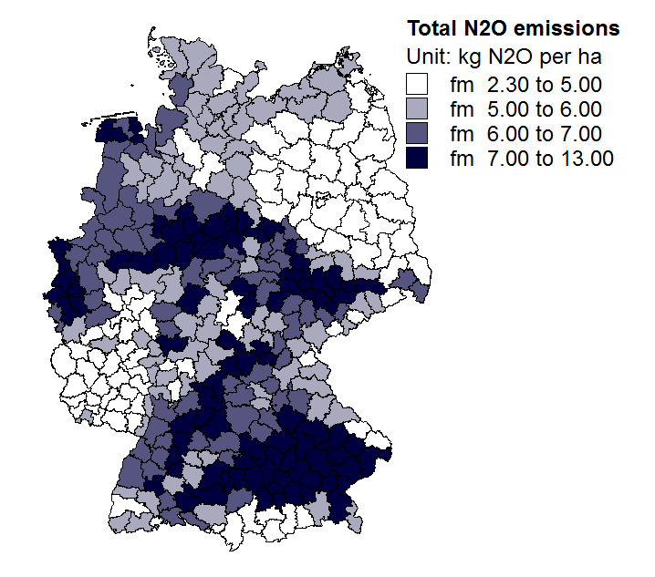 Geschätzte direkte und indirekte Lachgasemissionen landwirtschaftlich genutzter Böden im Jahr 2020 durch integrierte Modellierung 