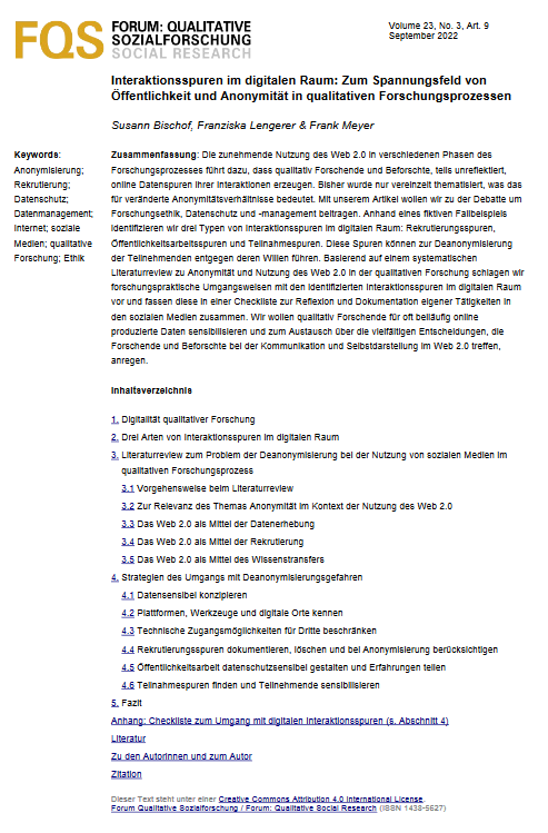 Erste Seite der Publikation