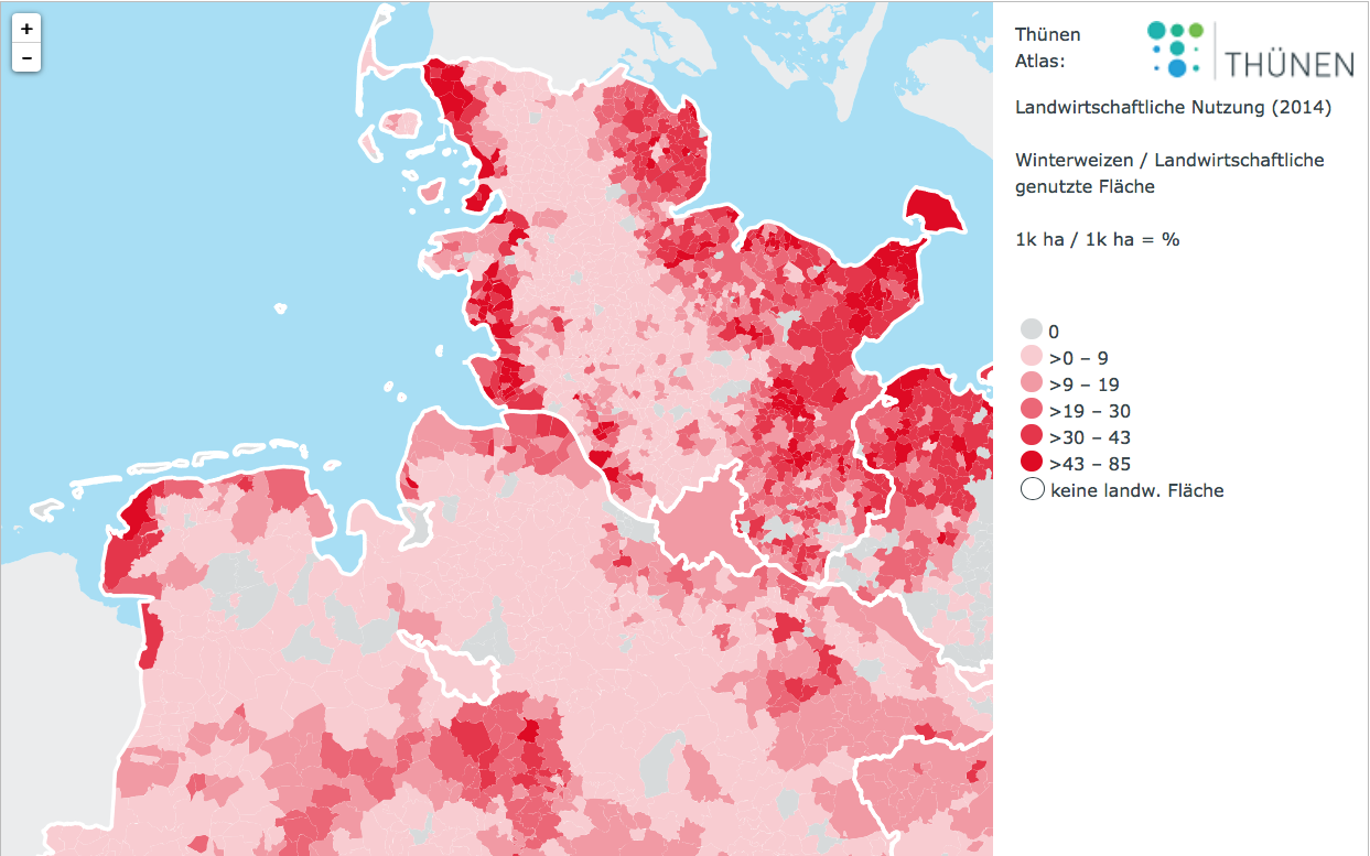 Thünen-Atlas: Winterweizen - Ausschnitt Nord