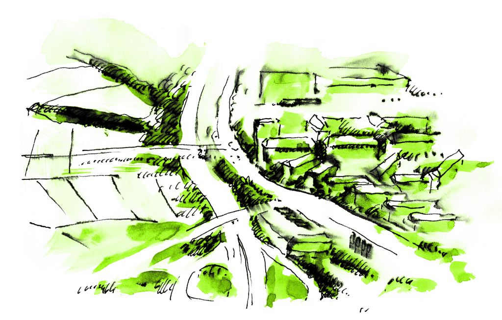 Grafische Darstellung einer Landschaft