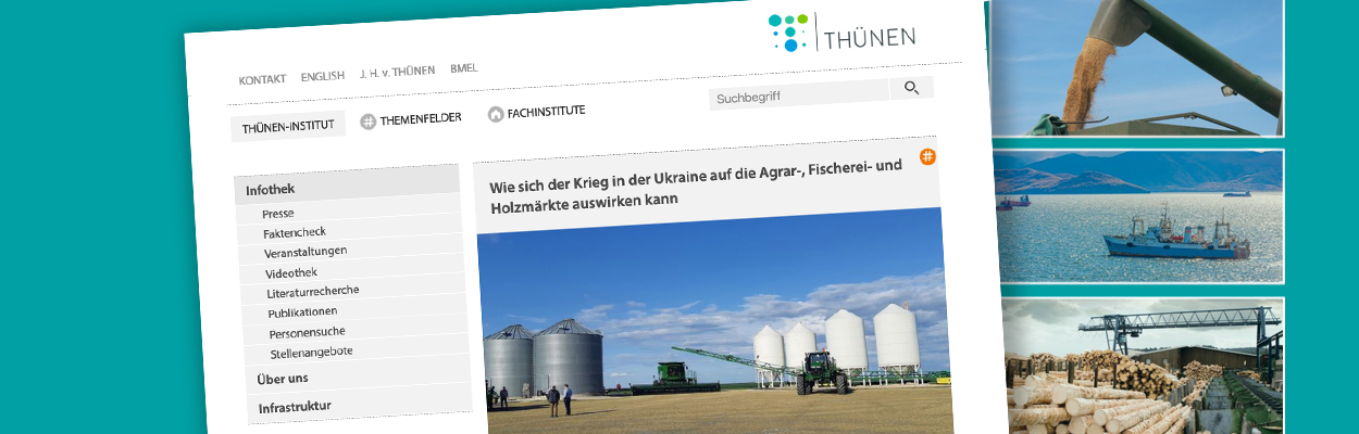 Fotos zu Agrarmärkten von Getreideernte, Transportschiffen und großem Holzlager.