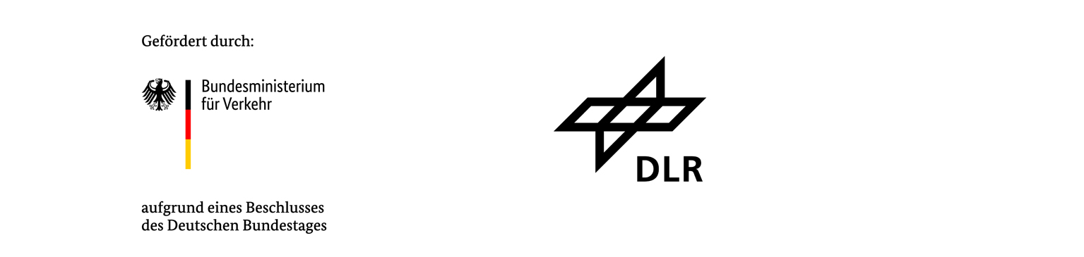 Logo vom Bundesministerium für Verkehr BMV und Logo vom Deutschen Zentrum für Luft- und Raumfahrt e.V. DLR 